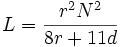L=\frac{r^2N^2}{8r+11d}