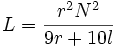 L=\frac{r^2N^2}{9r+10l}